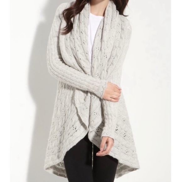 Cotton Autumn Cashmere Neutral Cable Knit Cardigan Large - Picture 1 of 11
